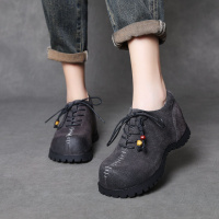 真皮复古流苏全包勃肯鞋春秋季新款平底豆豆乐福鞋懒人单鞋女