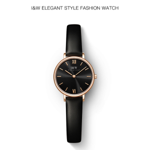 瑞士品牌爱沃驰I&W CARNIVAL石英表 女表简约气质手表轻奢时尚女士纤薄真皮带小圆表防水简约3009