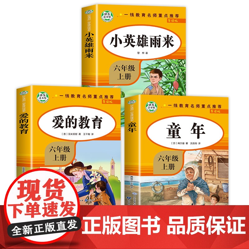 当当正版 小英雄雨来快乐读书吧六年级上册全3册附考点爱的教育童年高尔基原著完整版小学生老师教师语文课外书经典阅读书籍