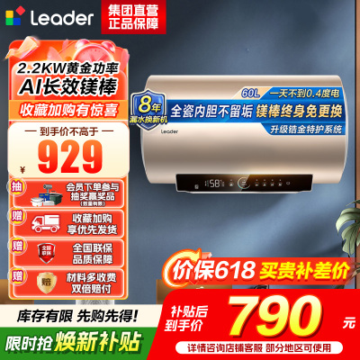 海尔(Haier)智家出品Leader统帅热水器[咨询客服享补贴] 电热水器60升LD5S一级能效出租房家用小尺寸