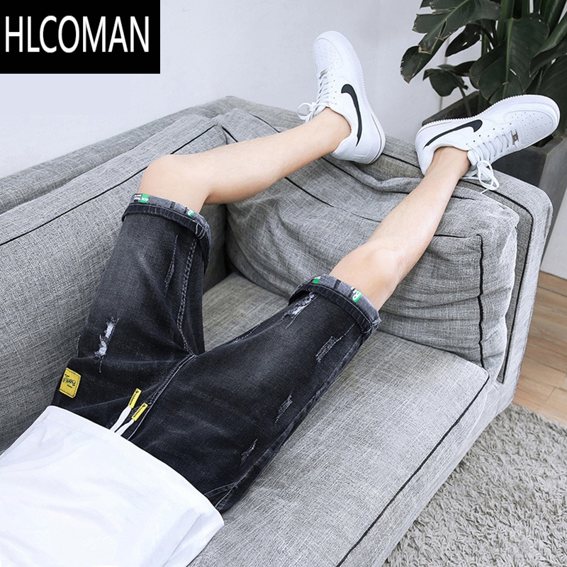 HLCOMAN夏季薄款破洞牛仔短裤男士潮牌宽松休闲五分裤夏天5分中裤子马裤