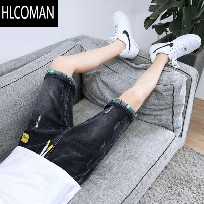 HLCOMAN夏季薄款破洞牛仔短裤男士潮牌宽松休闲五分裤夏天5分中裤子马裤