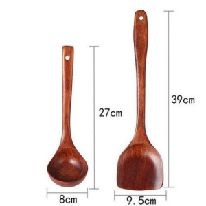 可高温长柄木铲子炒菜锅铲实木家用不粘锅饭铲汤勺木勺子套装厨具 敬平 锅铲+汤勺