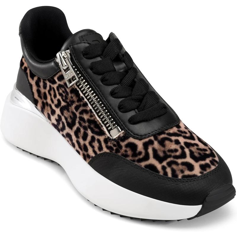 DKNY女鞋休闲系带侧拉链运动跑步鞋舒适百搭配色日常通勤鞋