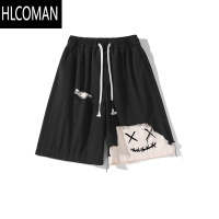 HLCOMAN美式短裤男士夏季破洞拼接五分中裤痞帅大码宽松休闲篮球运动裤子