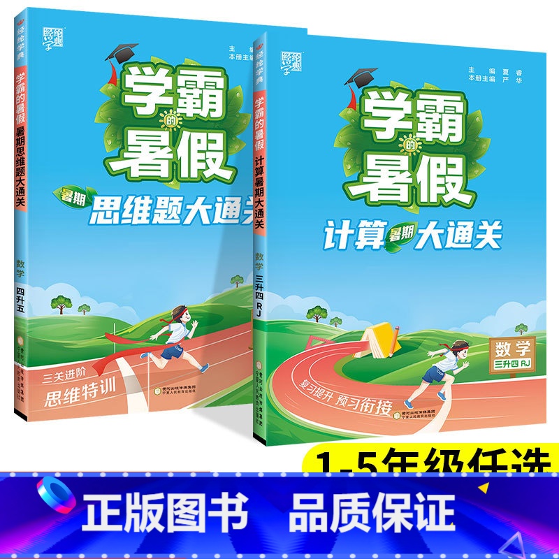 ❤❤攻克数学!2本[计算+思维大通关]人教版 一升二 [正版]2024学霸的暑假衔接作业小学一升二升三升四升五升六年级下