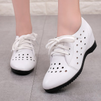 2026新款春秋平底单鞋内增高女鞋夏季季真皮复古小白鞋大码洞洞鞋
