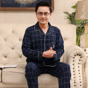 新款睡衣男士秋冬款棉质宽松长袖中老年开衫翻领高级感家居服套装