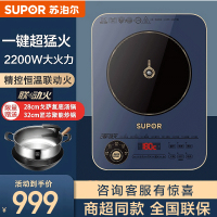 苏泊尔(SUPOR)家用电磁炉 2200W大功率大火力 炒菜蒸煮火锅爆炒多功能小型电磁炉带汤锅+不粘炒锅C22-ID31