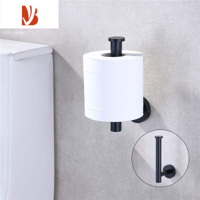 三维工匠不锈钢厕纸卷架杆卫生间盒免打孔置物架厨房卷纸筒支架挂钩 黑色(打孔) 横杆长16cm