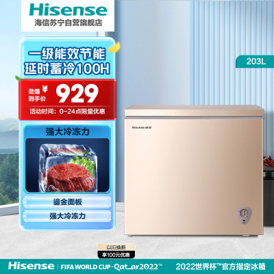 海信(hisense) 203升 冷藏冷冻转换 卧式顶开门家用小冷柜 一级能效