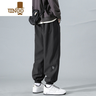 YANXU港风潮牌复古休闲长裤男士秋季新款宽松运动裤百搭束脚裤子男