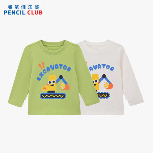 [1件3折]铅笔俱乐部2025秋装新款男童T恤宝宝卡通印花上衣儿童圆领T恤百搭长袖