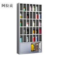 阿拉贡304不锈钢员工车间多格茶杯放置收纳柜25格水杯柜1800*900*250