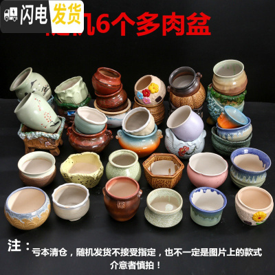 三维工匠多肉陶瓷花盆批发肉肉大号紫砂创意个性小多肉花盆 百款随机多肉盆6个(7-9左右) 小花盆容器