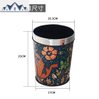 兰花皮革垃圾桶欧式时尚创意垃圾篓家用卧室厨房卫生间垃圾筒 三维工匠