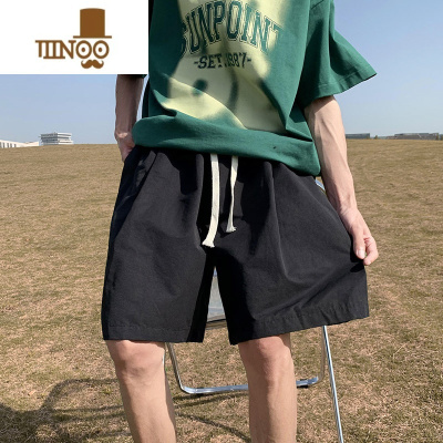 YANXU卡其色工装短裤男款夏季宽松运动休闲裤子潮牌直筒阔腿沙滩五分裤