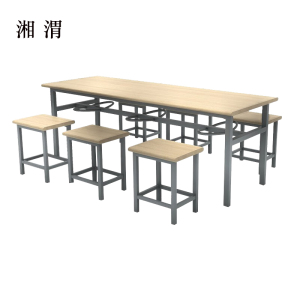 湘渭冷轧钢六人餐桌学生食堂公司职员户外桌椅组合1600*600*750