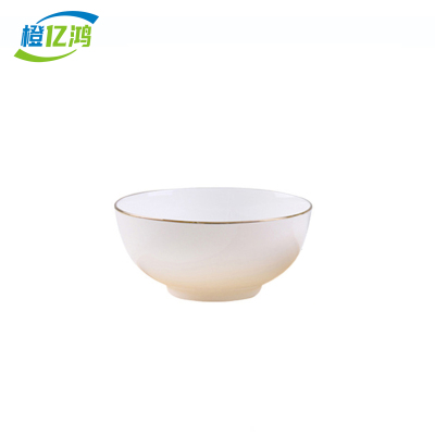 橙亿鸿 陶瓷饭碗 金边直口碗 4.5英寸/个