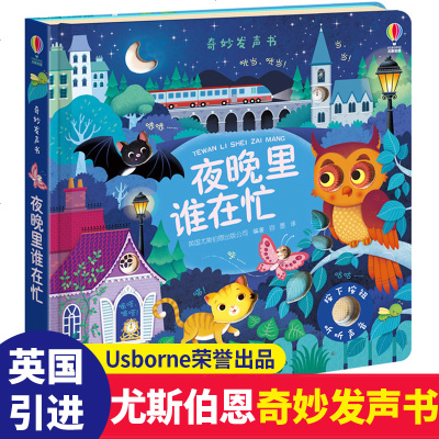 尤斯伯恩奇妙发声书夜晚里谁在忙儿童绘本0-1-2-3周岁宝宝玩具书启蒙早教阅读婴儿撕不烂故事书籍幼儿读物点读触