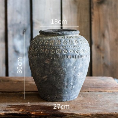 美帮汇非洲艺术古罐素朴古董质感花瓶花盆花器装饰摆件陈列道具 马里纹坛(小)