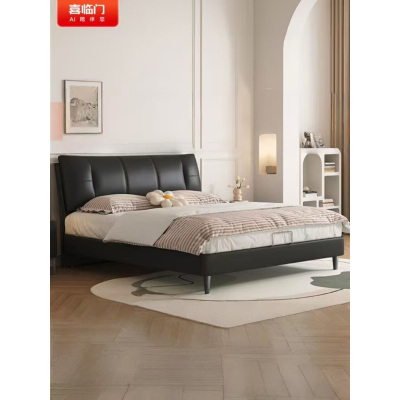 喜临门 - 尼亚pro 真皮艺双人大床主次卧室现代简约软靠包