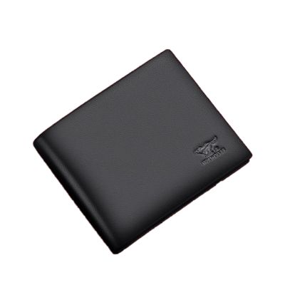 七匹狼 钱包男士新款短款真皮青年皮夹子男式钱夹 3A0854141-01(黑色)