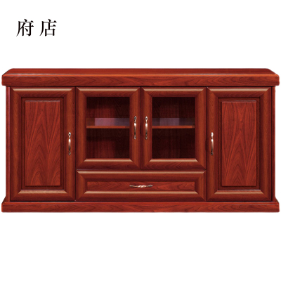 府店胡桃色餐边柜简约茶水柜四门1600*400*800[工厂现做 7天内发货]