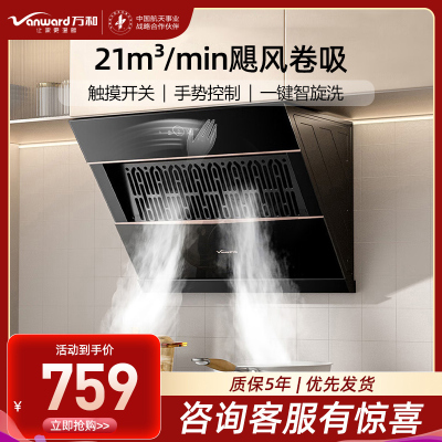 万和[小双翼J320A Pro·飓风卷吸]侧吸抽排油烟机家用21风量小尺寸脱排家电烟机