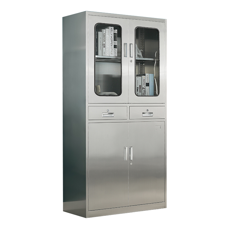汉诺鑫威不锈钢文件柜档案柜资料柜器械柜储物柜仪器柜201全不锈钢二斗柜