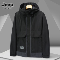 JEEP SPIRIT吉普男士夹克男装休闲可脱卸帽宽松大码时尚纯色男外套