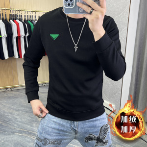 冬季新款加绒加厚卫衣男上衣圆领长袖打底衫欧货保暖秋衣潮64_335