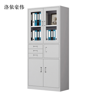 洛依豪伟钢制文件柜档案柜财务凭证柜带锁储物柜铁皮柜书柜偏三内保文件柜
