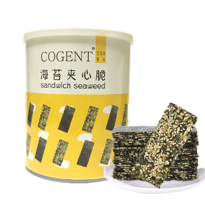 48小时发货-海苔夹心脆芝麻南瓜子巴旦木三种口味可选海味即食紫菜海芝脆40g罐装儿童零食休闲食品一罐巴旦木夹心40g/罐