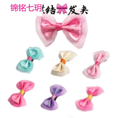 批发宠物发夹 可爱波点纱织蝴蝶结发夹猫狗时尚头花发饰 宠物饰品