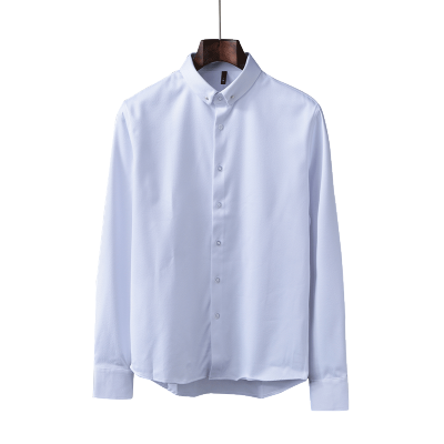 梵克公牛白衬衫男长袖抓绒刺绣男士保暖打底衫金属领饰ins超火上衣青春流行白色默认颜色L