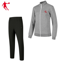 乔丹 运动长袖长裤套装 运动套装 KWD41213294+KKL43211277 灰花灰+黑色 3XL 套