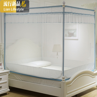 蚊帐1.8m床家用坐床式宝宝防摔文u型拉链三开1.5双人1米2纹儿童 三维工匠