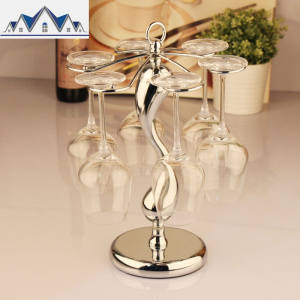 家用倒挂酒杯架摆件欧式电镀高脚杯架创意现代简约红酒杯架6只装 三维工匠收纳层架