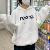 加绒卫衣女字母印花韩版新款连帽外套潮学生宽松上衣女装