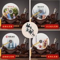 家柏饰(CORATED)平安扣笔筒摆件玉石办公室装饰送退伍人老战友纪念品礼品定制