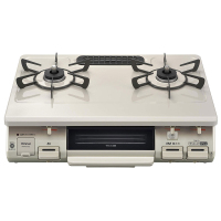 日本进口林内液化气灶基础版台式两眼头日系煤气炉烤箱单面烤液化气RT64JH7S2-CR-LP水晶涂层面板白色右大火