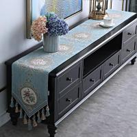 家柏饰(CORATED)欧式长条电视柜桌布茶几装饰布鞋柜布盖巾五斗柜餐边柜餐桌长桌旗 清歌蓝色 32*160cm