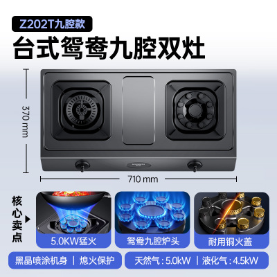 创维(Skyworth)燃气灶煤气灶双灶家用 大火力九腔鸳鸯灶具 台式双眼煤气炉具Z202T