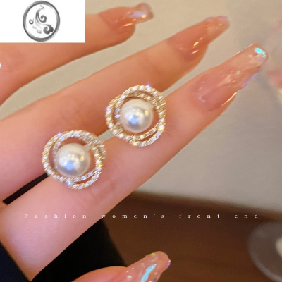 JiMi富家千金~小众设计感珍珠耳钉925银银针高级感镶钻轻奢耳环耳饰潮