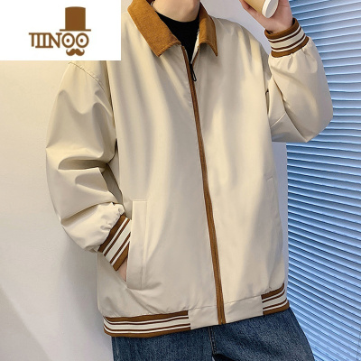 YANXU夹克男款韩版宽松帅气翻领上衣服青少年男款潮流百搭休闲外套