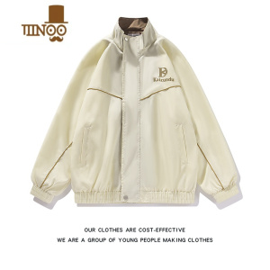 YANXU美式复古立领棒球服男潮牌情侣日系港风宽松工装开衫翻领夹克外套