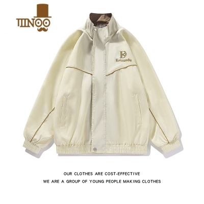 YANXU美式复古立领棒球服男潮牌情侣日系港风宽松工装开衫翻领夹克外套