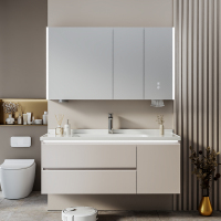 KUBIDE/酷比得[陶瓷一体盆]奶油风轻奢简约实木柜浴室柜组合洗漱