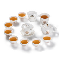 常生源 茶具套装 陶瓷功夫茶具羊脂玉白瓷家用办公茶壶盖碗公道杯茶漏茶杯整套 茶禅一味白瓷套装